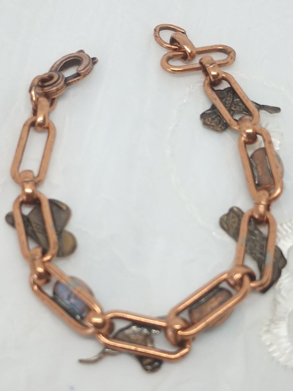 Native American Solid Copper & Turquoise First Nations Tribe Equine Charm Link B - Picture 5 of 6